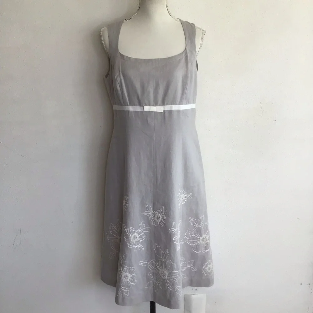 Marks & Spencer Autograph Women Elegant Light Gray Square Neck Event Dress US 10